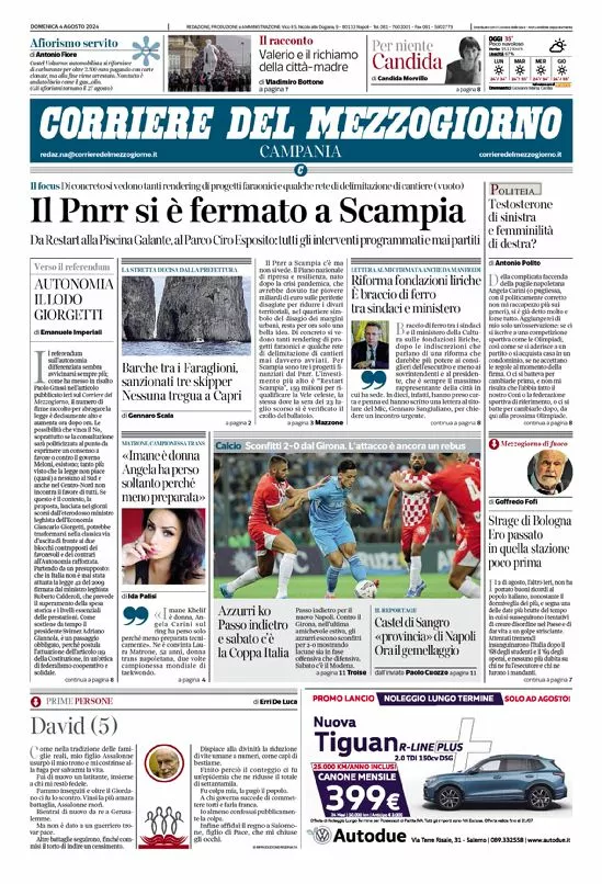 Prima-pagina-corriere del mezzogiorno-del-2024-08-04